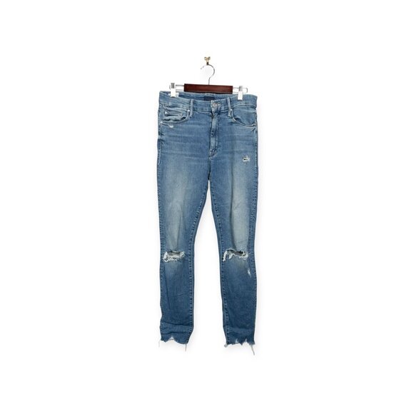 Mother Rainbow Pocket Jeans SZ 26 High-Waisted Looker Ankle Chew Denim Distress - Picture 1 of 13